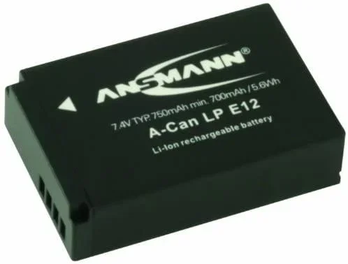 Ansmann 1400-0045 – A-Can LP-E12 Li-Ion, batería 7,4V/750mAh para cámara digital de fotos Canon