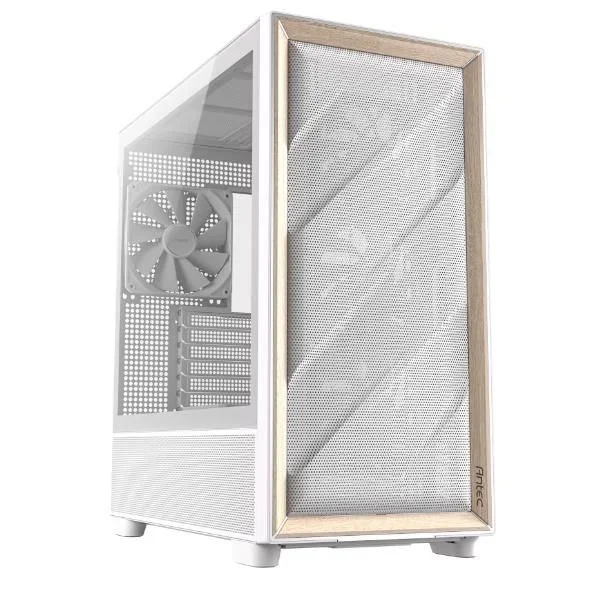 Antec Flux Wood White, 5 Ventiladores PWM incluidos, Panel Frontal de Alto Flujo de Aire con Madera de Abedul, Tipo C, radiador de 420 mm y Soporte de Placa Base de conexión Trasera, hasta 9