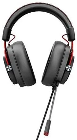 AOC GH300 – Auriculares para juegos con retroiluminación RGB, micrófono desmontable, controlador de 50 mm y 7.1 Virtual Surround Stereo con audio Hi-Fi, negro/rojo