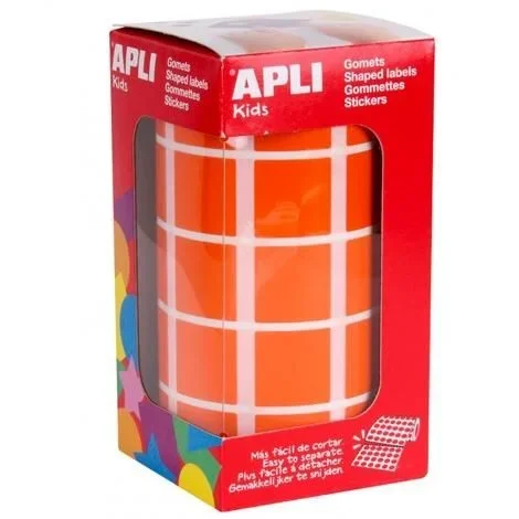 APLI Kids 11498 – Rollo de gomets cuadrado 20 mm, color naranja