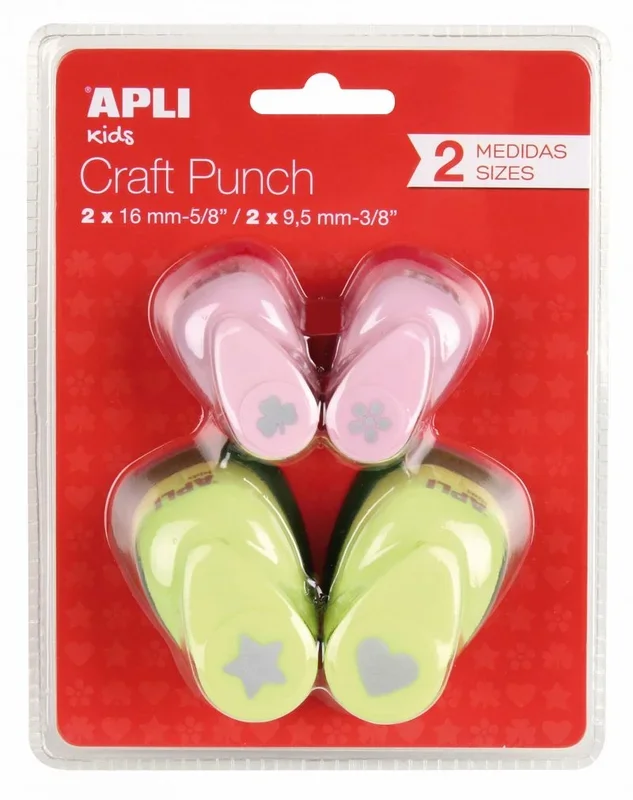 APLI Kids 13988 -Pack Perforadoras Surtidas 16 mm y 9.5 mm 4 Unidades