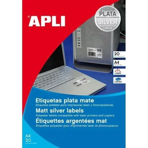 Apli Paper Ref. 1228 Etiquetas Adhesivas Poliéster Blanco L/C A4