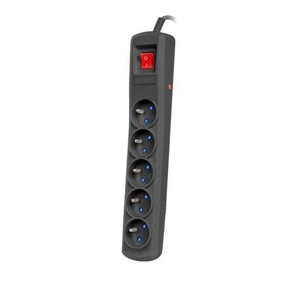 Arcon r5 protecting power strip 5x sockets, 1.5m cable, black