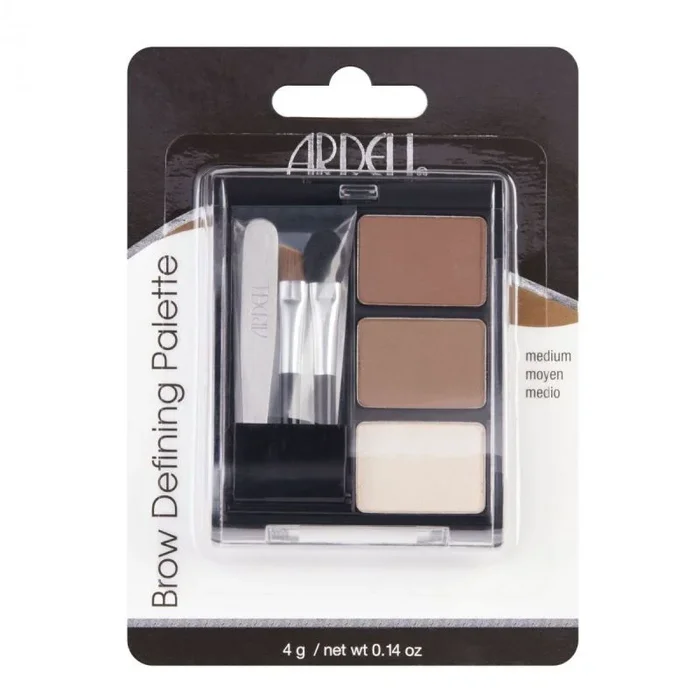 Ardell Brow Pallet Medium | Paleta de Sombra de Cejas con 3 Tonos | Incluye 2 Aplicadores, Pinzas y espejo | Tono Medio | 4 g