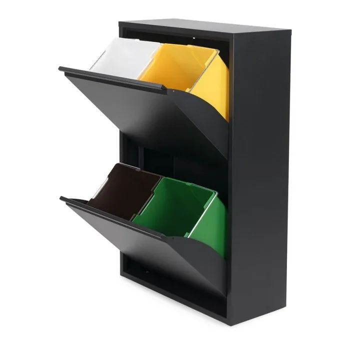 Armario metalico reciclaje 4 cajones negro 92x60x25cm