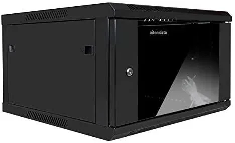 Armario mural 19 aiten data 9u ai6609s 600 x 600 x 520 2l color negro puerta de cristal templado
