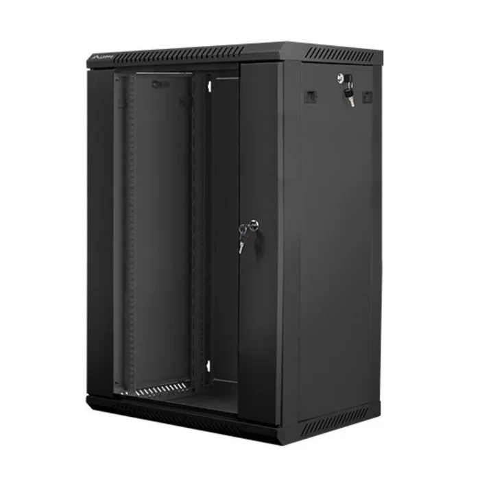 Armario mural lanberg wf01-6422-10b negro – 19’/48.26cm – 22u – ip20 – 600x450x1082mm – hasta 60kg de carga – accesorios montaje