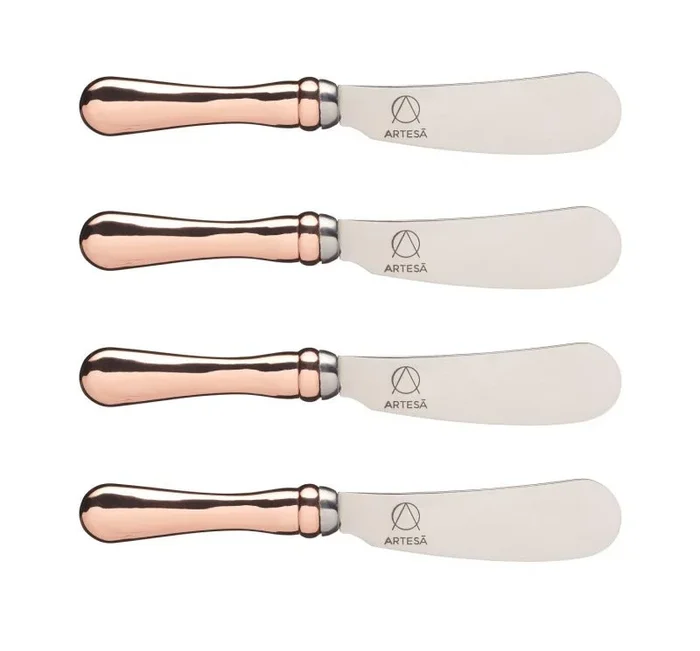 Artesa Juego de Cuchillos para Mantequilla, Cubiertos de Acero Inoxidable, Juego de 4 Cuchillos para Mantequilla, 17cm cada uno, 1 Juego