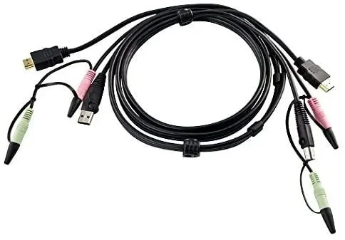 ATEN HDMI KVM CABLE 1,8M (2L-7D02UH) ATEN 2L-7D02UH, HDMI, USB A, 2X AUDIO PLUG, HDMI, USB B, 2X AUDIO PLUG, MACHO/MACHO, NEGRO, 1,8 M