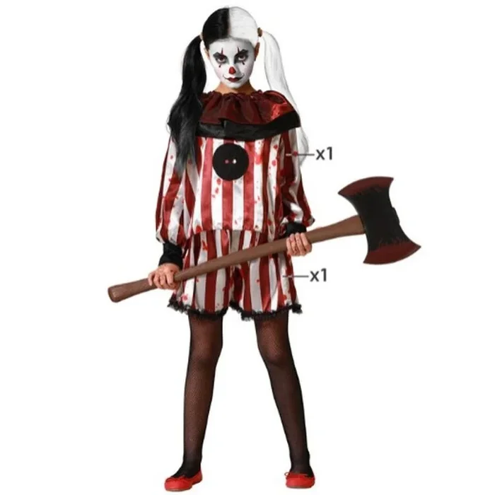 Atosa disfraz payasa halloween rojo camiseta con pantalón niña 7 a 9 años