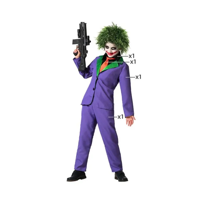 Atosa disfraz payaso morado halloween niño infantil 10 a 12 años