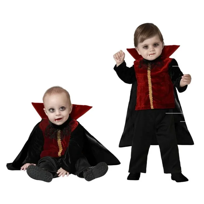 Atosa disfraz vampiro bebe niño negro y rojo 6 a 12 meses