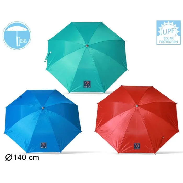 Atosa Sombrilla de Playa FIja Metálica de Hierro Ø140 cm Nylon Protección UPF 50+ Surtida en 3 Posibilidades con Funda