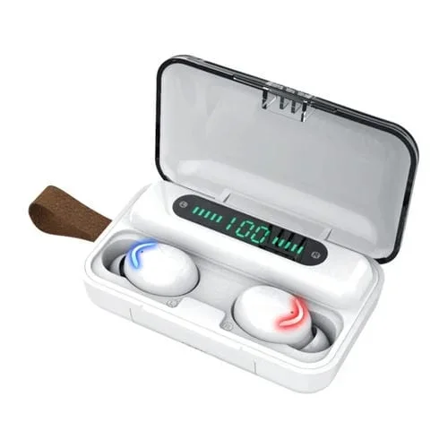 Auricular Bluetooth F9-5C Four-Bar Reducción De Ruido Pantalla Digital Correa De Mano (Blanco)
