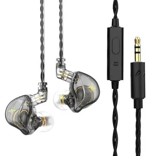 Auricular In-Ear Qkz Zxt Sports Control Plug Hifi Stereo Stage Monitor con Micrófono (Gris Transparente)