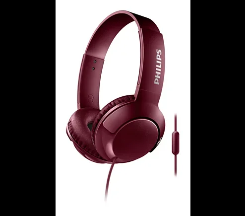 Auricular philips diadema bass+ con micro rojo