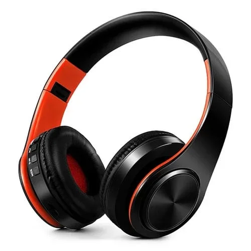 Auriculares Bluetooth Lpt660 Estéreo Plegable Reproductor Mp3 Soporte 32 Gb Tf Tarjeta 3.5Mm Aux (Naranja Negra)