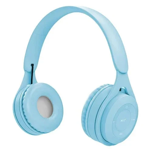 Auriculares Bluetooth Macaron Y08 con Sonido Alta Fidelidad Compatible Llamadas Tarjeta TF Aux 3,5 mm (Azul)