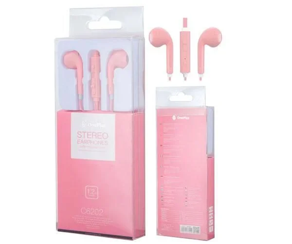 Auriculares con microfono intrauricular c6202 air rosa / sin silicona / jack 3.5mm / one+