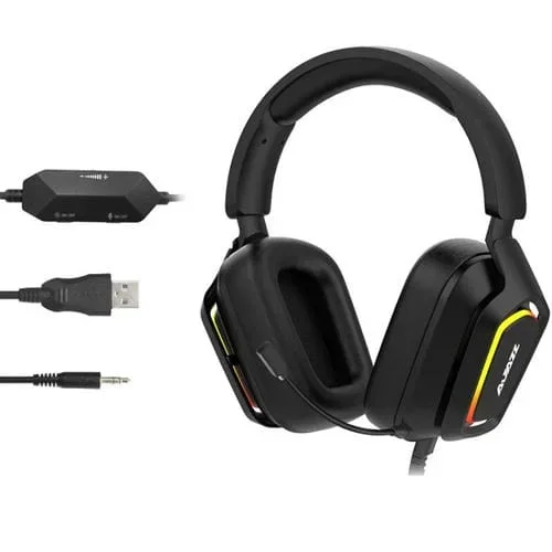 Auriculares para Juego de Computadora Ajazz Ax368 Reconocimiento de Audio RGB Versión 3.5 mm (Negro)