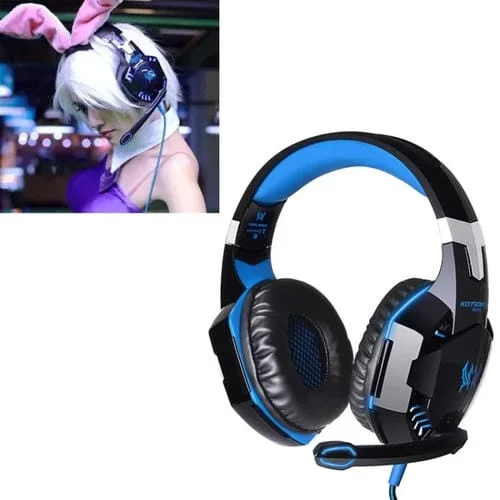 Auriculares Para Juegos Cada G2000 Estéreo de Graves Sobremesa Con Micrófono Luz Led Cable 2,2 M (Azul)