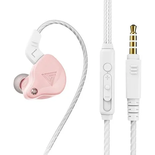 Auriculares Qkz Ak6-X En La Oreja 3,5 Mm Subwoofer Micrófono Deportes (Flor De Cerezo Rosa)
