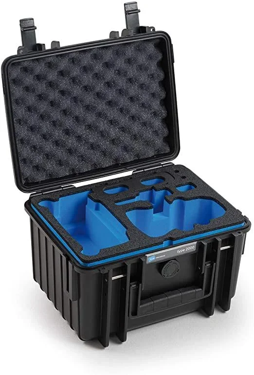 B & W Outdoor Case – Maletín rígido Tipo 2000, Interior dji Mavic Mini o Fly More Combo y Accesorios (Carcasa rígida IP67, Impermeable, Dimensiones Interiores 25 x 17,5 x 15,5 cm), Color Negro