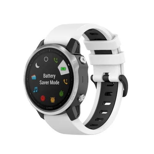Band de Reloj de Silicona para Garmin Fenix 6 de Dos Colores (Negro Blanco)