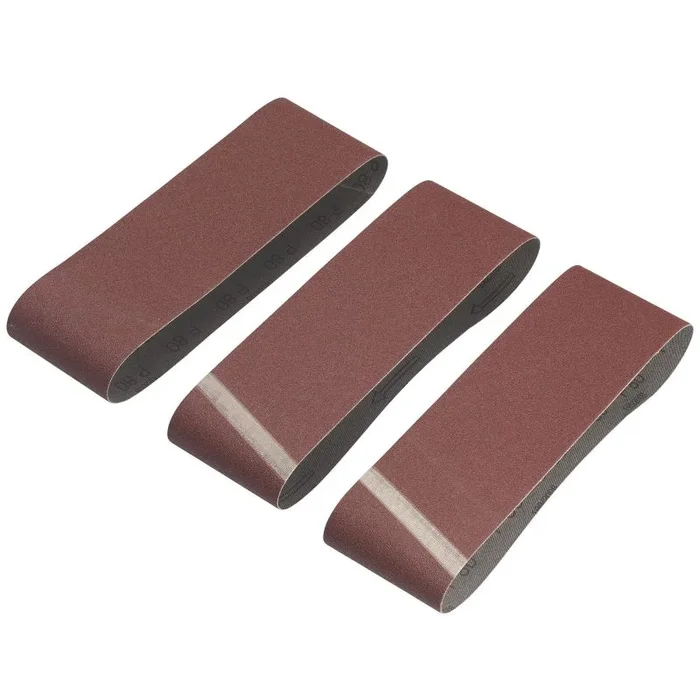 Banda de lija Irwin K80 75 x 533 mm, para Bosch PBS 75 A y Festool BS 75E, lijado en seco de madera tratada y metal, tamaño de grano 80, pack de 3 piezas, ideal para lijadoras de banda.
