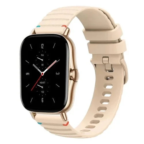 Banda de Reloj Amazfit GTS 2 Silicona Cosida con Puntos y Ondulado 20mm (Crema)