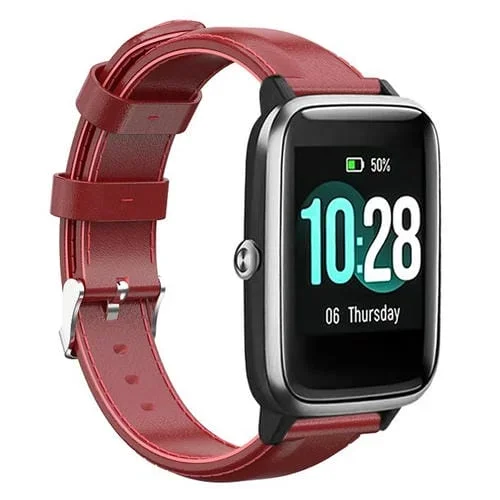 Banda de Reloj de Cuero de Cera de Aceite para Id205 19mm (Rojo)