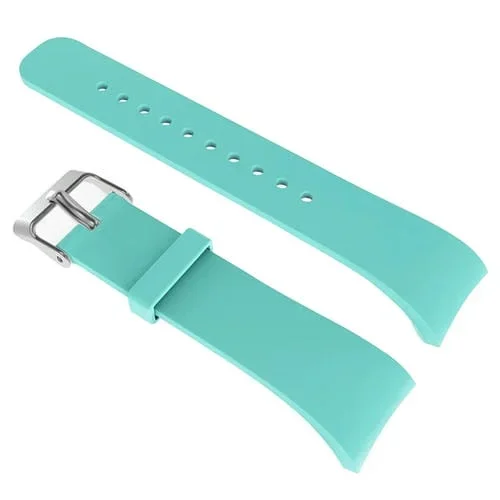 Banda de Reloj de Cuero Galaxy Gear Fit2 R360 Funcional (Cyan)