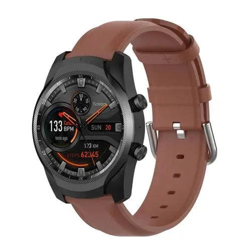 Banda de Reloj de Cuero Ticwatch Pro 2020 22mm con Hebilla Redonda (Marrón)