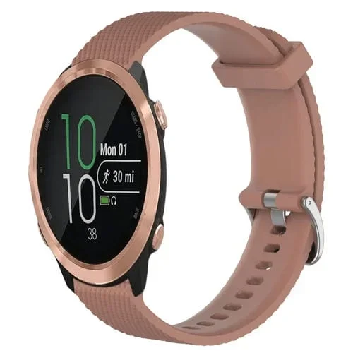 Banda de Reloj de Silicona con Textura de Diamante para Garmin Forerunner 645 Music 20mm (Marrón)