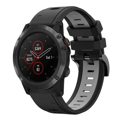Banda de Reloj de Silicona Deportiva para Garmin Fenix 5 Plus 22mm (Negro + Gris)