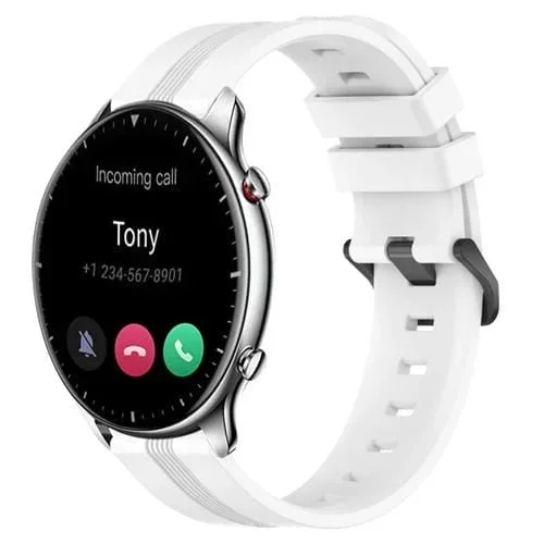 Banda de Reloj de Silicona para Amazfit GTR 2 22mm con Rayas Cóncavas (Blanco)