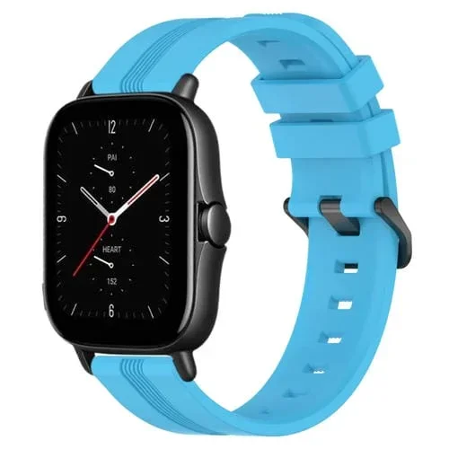 Banda de Reloj de Silicona para Amazfit GTS 2E 20mm con Rayas Cóncavas (Azul Cielo)