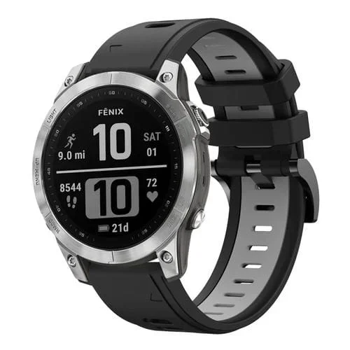 Banda de Reloj de Silicona para Garmin Enduro 2 Sports de Dos Colores (Negro + Gris)