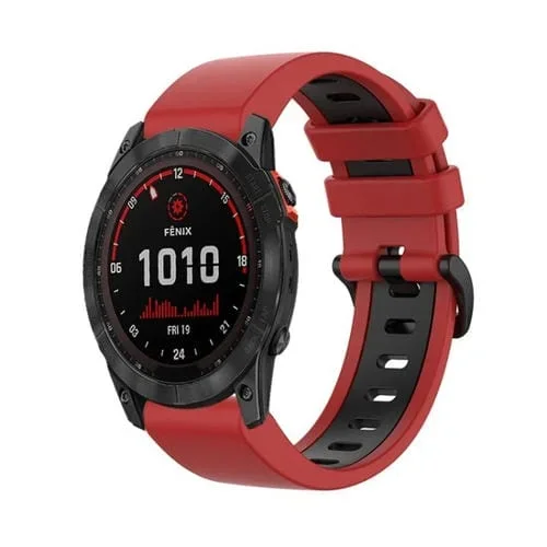 Banda de Reloj de Silicona para Garmin Enduro 2 Sports (Rojo + Negro)