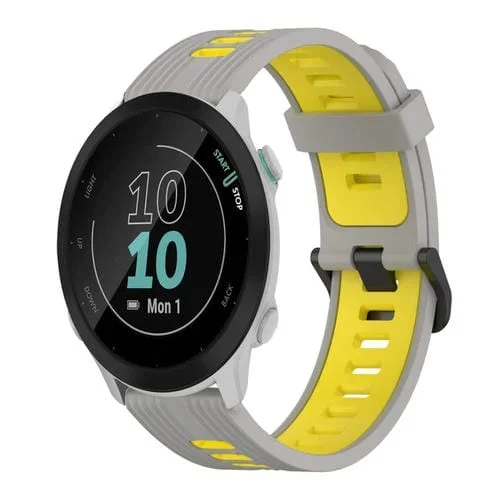 Banda de Reloj de Silicona para Garmin Forerunner 158 20mm Patrón Vertical (Gris+Amarillo)
