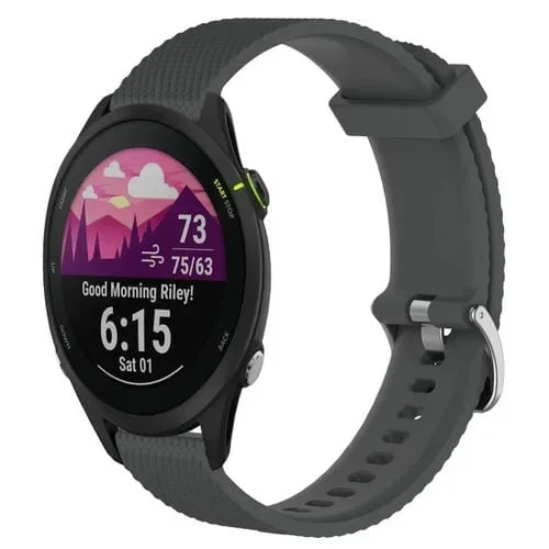 Banda de Reloj de Silicona para Garmin Forerunner 255 Music con Textura de Diamante 22mm (Gris Oscuro)