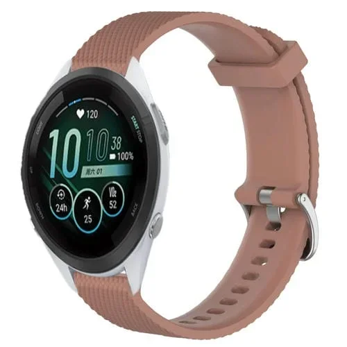 Banda de Reloj de Silicona para Garmin Forerunner 265S Music 18mm (Marrón) con Textura de Diamante