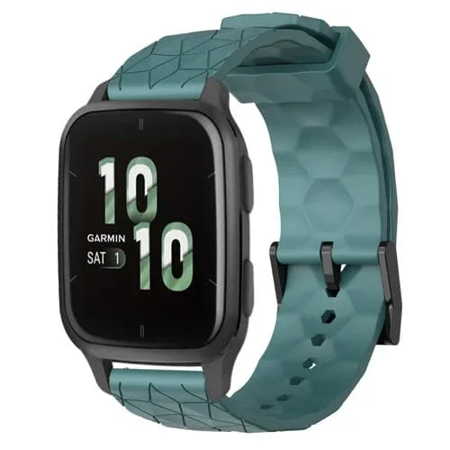 Banda de Reloj de Silicona para Garmin Forerunner Sq2 20mm Patrón de Fútbol (Rock Cyan)