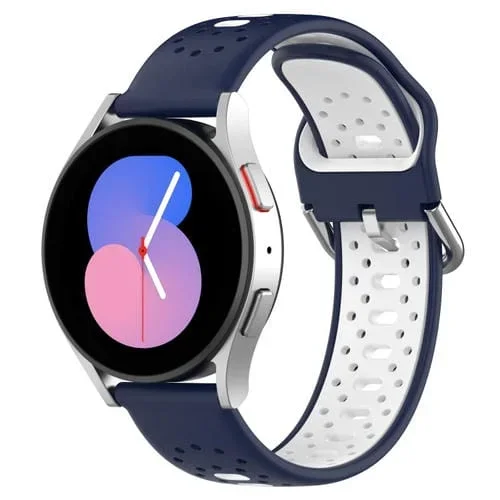 Banda de Reloj For Honor Magic Watch2 42mm 20mm Silicona Dos Colores Transpirable (Azul Medianoche + Blanco)