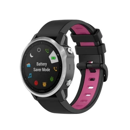 Banda de Reloj Garmin Fenix 6 de Silicona Dos Colores (Black Rose Red)