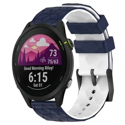 Banda de Reloj Garmin Forerunner 255 Silicona Dos Colores 22mm (Azul Medianoche + Blanco)