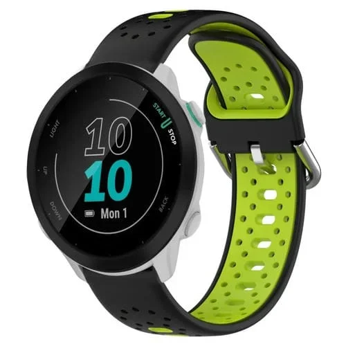 Banda de Reloj Garmin Forerunner 55 20mm Silicona Transpirable Dos Colores (Negro + Verde Lima)