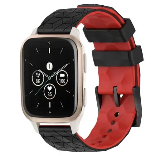 Banda de Reloj Garmin Forerunner Sq2 Music 20mm Silicona Patrón de Fútbol (Negro + Rojo)