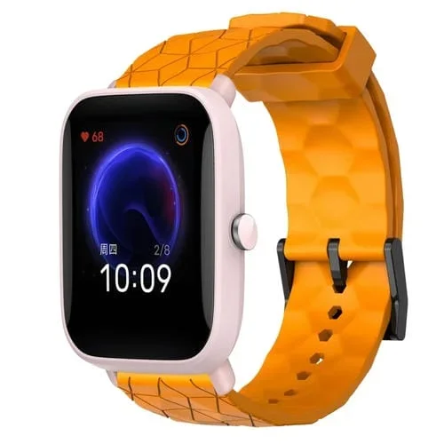 Banda de Reloj para Amazfit Pop Pro 20mm Patrón de Fútbol Silicona (Amarillo)