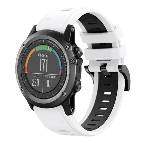 Banda de Reloj para Garmin Fenix 3 Hr 26mm Silicona Deportiva Dos Colores (Blanco + Negro)